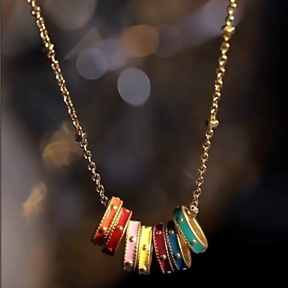 14k dainty enamel rings necklace luxury look necklace with designer style - Picture 2 of 4